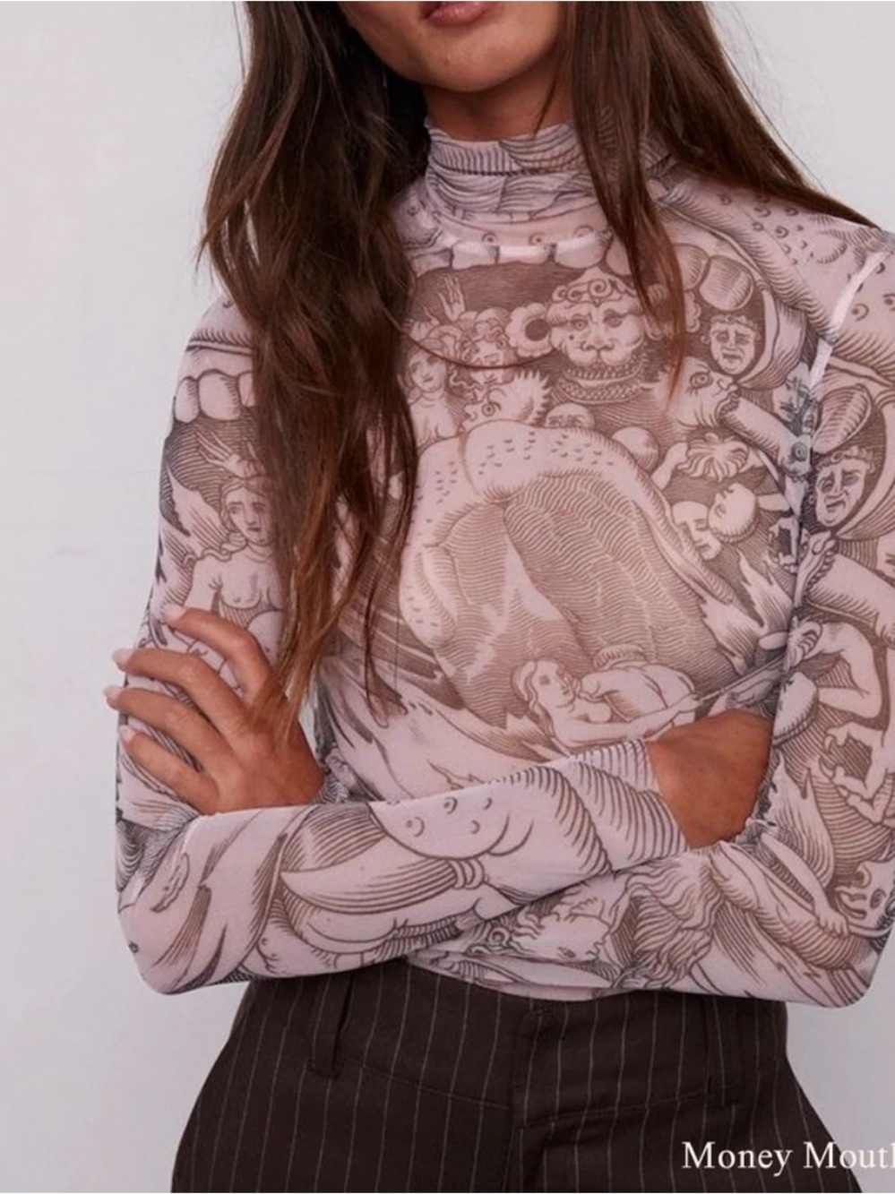 Grover Rad Money Mouth Mesh Turtleneck Size S